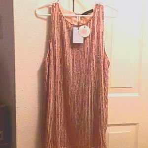 Endless Rose long top in Rose Gold; sleeveless, asymmetrical hem